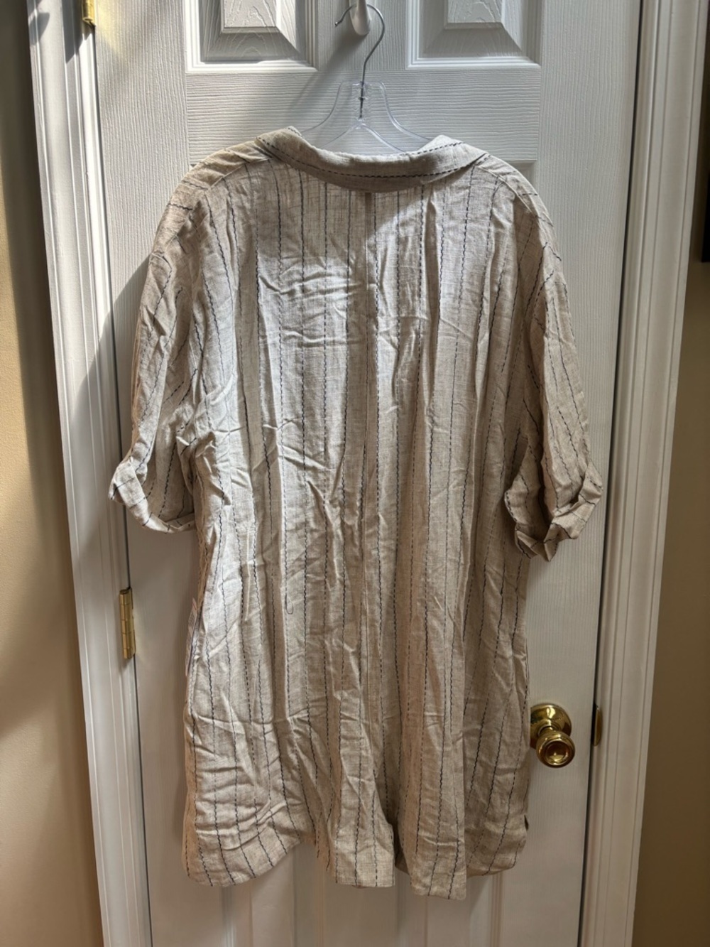 ASOS Topshop Linen button down romper in natural stripe, Size 12,NWT SEE NOTES - Picture 6 of 8